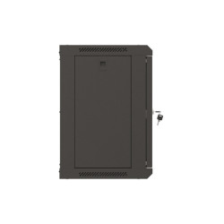 19" RACKOVÁ SKŘÍŇ PRO MONTÁŽ NA STĚNU 9U/540X350 (FLAT PACK) S PROSKLENÝMI DVEŘMI ČERNÁ
