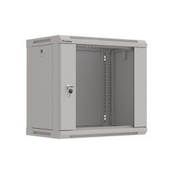 19" RACKOVÁ SKŘÍŇ PRO MONTÁŽ NA STĚNU 9U/540X350 (FLAT PACK) S PROSKLENÝMI DVEŘMI ŠEDÁ