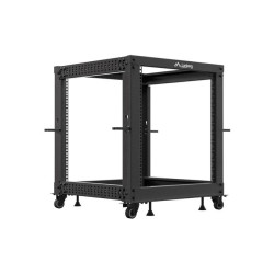 OTEVŘENÝ RACK 12U 19" 600X600-1100 NASTAVITELNÝ ČERNÝ