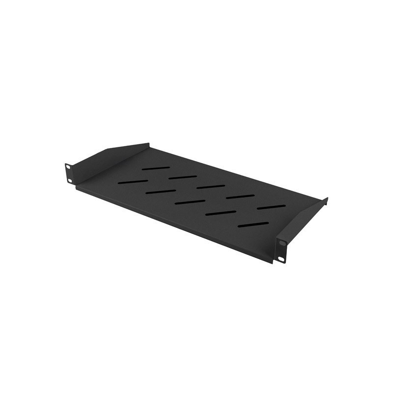 19" PEVNÁ POLICE 1U/483X220MM MAX. NOSNOST DO 25 KG ČERNÁ 
