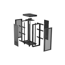19" VOLNĚ STOJÍCÍ RACKOVÁ SKŘÍŇ 32U/600X600 (FLAT PACK) SE SÍŤOVÝMI DVEŘMI LCD ČERNÁ
