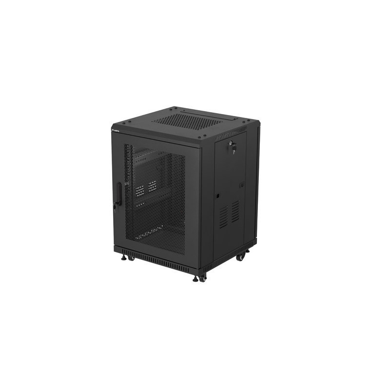 RACKOVÁ SKŘÍŇ 19" VOLNĚ STOJÍCÍ 15U/600X600 (FLAT PACK) S DVÍŘKY ZE SÍŤOVINY ČERNÁ