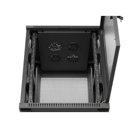RACKOVÁ SKŘÍŇ 19" VOLNĚ STOJÍCÍ 15U/600X600 (FLAT PACK) S DVÍŘKY ZE SÍŤOVINY ČERNÁ