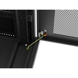 RACKOVÁ SKŘÍŇ 19" VOLNĚ STOJÍCÍ 15U/600X600 (FLAT PACK) S DVÍŘKY ZE SÍŤOVINY ČERNÁ