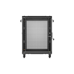 RACKOVÁ SKŘÍŇ 19" VOLNĚ STOJÍCÍ 15U/600X600 (FLAT PACK) S DVÍŘKY ZE SÍŤOVINY ČERNÁ