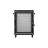 RACKOVÁ SKŘÍŇ 19" VOLNĚ STOJÍCÍ 15U/600X600 (FLAT PACK) S DVÍŘKY ZE SÍŤOVINY ČERNÁ