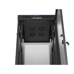 19" VOLNĚ STOJÍCÍ RACKOVÁ SKŘÍŇ 37U/600X600 (FLAT PACK) SE SÍŤOVÝMI DVEŘMI LCD ČERNÁ