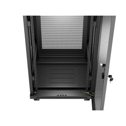 19" VOLNĚ STOJÍCÍ RACKOVÁ SKŘÍŇ 37U/600X600 (FLAT PACK) SE SÍŤOVÝMI DVEŘMI LCD ČERNÁ