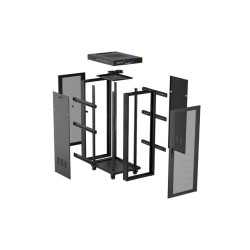19" VOLNĚ STOJÍCÍ RACKOVÁ SKŘÍŇ 37U/600X600 (FLAT PACK) SE SÍŤOVÝMI DVEŘMI LCD ČERNÁ