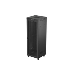 19" VOLNĚ STOJÍCÍ RACKOVÁ SKŘÍŇ 47U/800X800 (FLAT PACK) SE SÍŤOVÝMI DVEŘMI LCD ČERNÁ