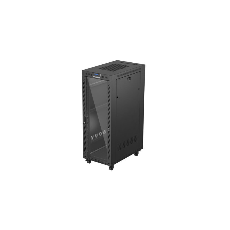 19" VOLNĚ STOJÍCÍ RACKOVÁ SKŘÍŇ 32U/600X1000 (FLAT PACK) S PROSKLENÝMI DVEŘMI LCD ČERNÁ