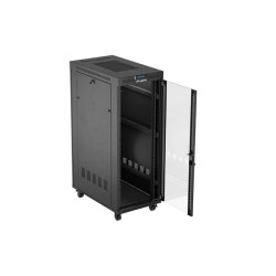 19" VOLNĚ STOJÍCÍ RACKOVÁ SKŘÍŇ 32U/600X1000 (FLAT PACK) S PROSKLENÝMI DVEŘMI LCD ČERNÁ
