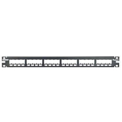Modulární celokovový patch panel 1U pro 24 modulů MiniCom - černý