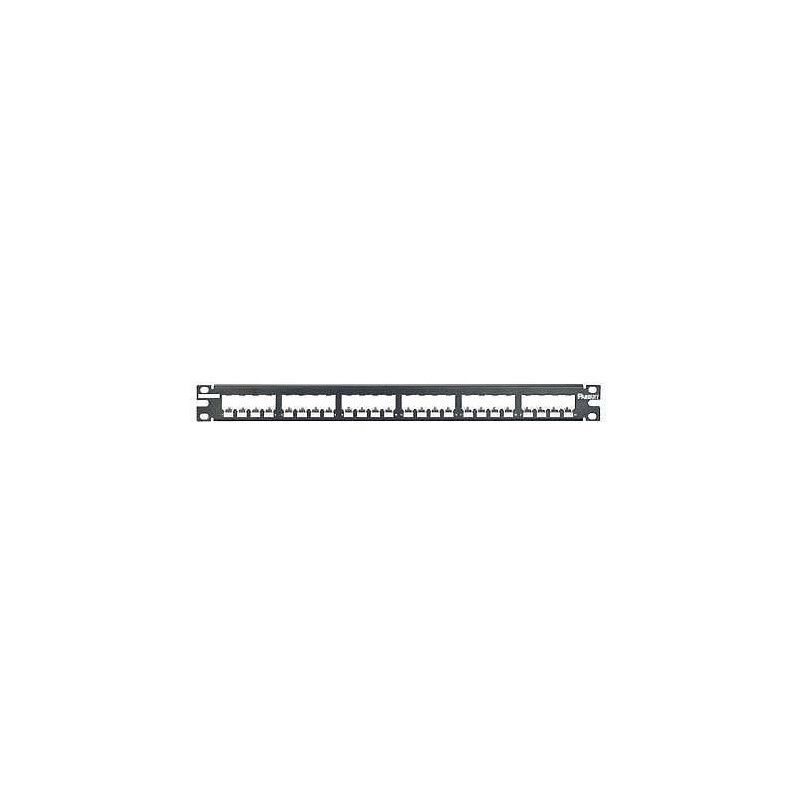 Modulární celokovový patch panel 1U pro 24 modulů MiniCom - černý Modulární celokovový patch panel 1U pro 24 modulů MiniCom - černý