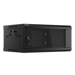 RACKOVÁ SKŘÍŇ 19" NÁSTĚNNÁ 4U/600X450 (FLAT PACK) S PROSKLENÝMI DVEŘMI ČERNÁ  V2
