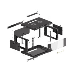 RACKOVÁ SKŘÍŇ 19" NÁSTĚNNÁ 4U/600X450 (FLAT PACK) S PROSKLENÝMI DVEŘMI ČERNÁ  V2