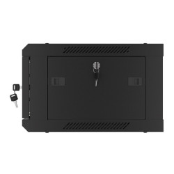 RACKOVÁ SKŘÍŇ 19" NÁSTĚNNÁ 4U/600X450 (FLAT PACK) S PROSKLENÝMI DVEŘMI ČERNÁ  V2