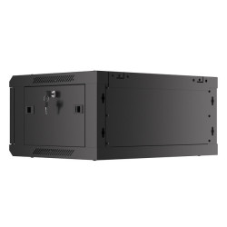 RACKOVÁ SKŘÍŇ 19" NÁSTĚNNÁ 4U/600X450 (FLAT PACK) S PROSKLENÝMI DVEŘMI ČERNÁ  V2