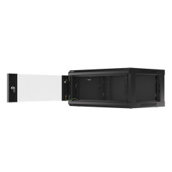 RACKOVÁ SKŘÍŇ 19" NÁSTĚNNÁ 4U/600X450 (FLAT PACK) S PROSKLENÝMI DVEŘMI ČERNÁ  V2