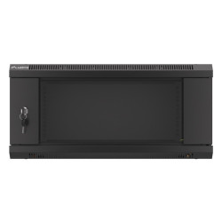 RACKOVÁ SKŘÍŇ 19" NÁSTĚNNÁ 4U/600X450 (FLAT PACK) S PROSKLENÝMI DVEŘMI ČERNÁ  V2
