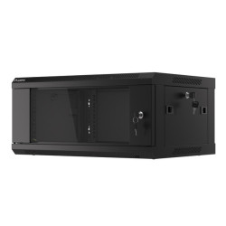 RACKOVÁ SKŘÍŇ 19" NÁSTĚNNÁ 4U/600X450 (FLAT PACK) S PROSKLENÝMI DVEŘMI ČERNÁ  V2