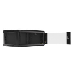 RACKOVÁ SKŘÍŇ 19" NÁSTĚNNÁ 4U/600X450 (FLAT PACK) S PROSKLENÝMI DVEŘMI ČERNÁ  V2