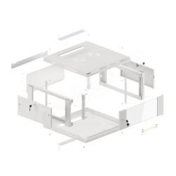 RACKOVÁ SKŘÍŇ 19" PRO MONTÁŽ NA STĚNU 4U/600X600 (FLAT PACK) V2 ŠEDÁ