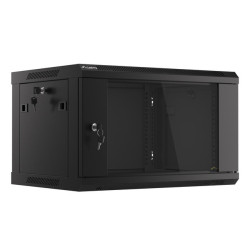 19" RACKOVÁ SKŘÍŇ PRO MONTÁŽ NA STĚNU 6U/600X450 (FLAT PACK) S PROSKLENÝMI DVEŘMI ČERNÁ  V2