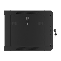 19" RACKOVÁ SKŘÍŇ PRO MONTÁŽ NA STĚNU 6U/600X450 (FLAT PACK) S PROSKLENÝMI DVEŘMI ČERNÁ  V2