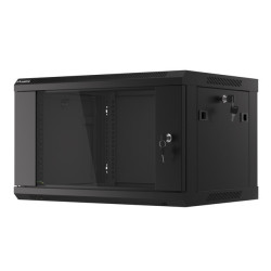 19" RACKOVÁ SKŘÍŇ PRO MONTÁŽ NA STĚNU 6U/600X450 (FLAT PACK) S PROSKLENÝMI DVEŘMI ČERNÁ  V2