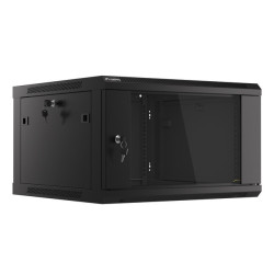 19" RACKOVÁ SKŘÍŇ PRO MONTÁŽ NA STĚNU 6U/600X600 (FLAT PACK) ČERNÁ  V2
