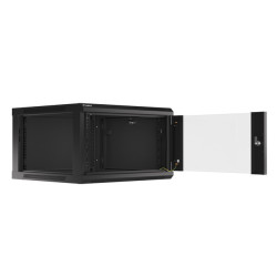19" RACKOVÁ SKŘÍŇ PRO MONTÁŽ NA STĚNU 6U/600X600 (FLAT PACK) ČERNÁ  V2