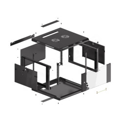 19" RACKOVÁ SKŘÍŇ PRO MONTÁŽ NA STĚNU 6U/600X600 (FLAT PACK) ČERNÁ  V2