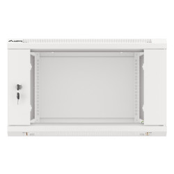 19" RACKOVÁ SKŘÍŇ PRO MONTÁŽ NA STĚNU 6U/600X600 (FLAT PACK) S PROSKLENÝMI DVEŘMI ŠEDÁ  V2