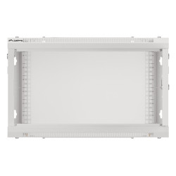 19" RACKOVÁ SKŘÍŇ PRO MONTÁŽ NA STĚNU 6U/600X600 (FLAT PACK) S PROSKLENÝMI DVEŘMI ŠEDÁ  V2