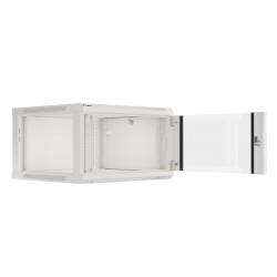 19" RACKOVÁ SKŘÍŇ PRO MONTÁŽ NA STĚNU 6U/600X600 (FLAT PACK) S PROSKLENÝMI DVEŘMI ŠEDÁ  V2