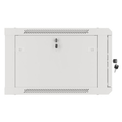 19" RACKOVÁ SKŘÍŇ PRO MONTÁŽ NA STĚNU 6U/600X600 (FLAT PACK) S PROSKLENÝMI DVEŘMI ŠEDÁ  V2