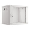 19" RACKOVÁ SKŘÍŇ PRO MONTÁŽ NA STĚNU 9U/600X450 (FLAT PACK) S PROSKLENÝMI DVEŘMI ŠEDÁ  V2