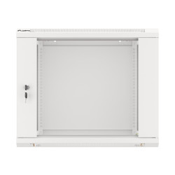 19" RACKOVÁ SKŘÍŇ PRO MONTÁŽ NA STĚNU 9U/600X450 (FLAT PACK) S PROSKLENÝMI DVEŘMI ŠEDÁ  V2