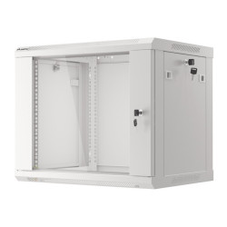 19" RACKOVÁ SKŘÍŇ PRO MONTÁŽ NA STĚNU 9U/600X450 (FLAT PACK) S PROSKLENÝMI DVEŘMI ŠEDÁ  V2