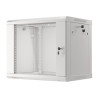 19" RACKOVÁ SKŘÍŇ PRO MONTÁŽ NA STĚNU 9U/600X450 (FLAT PACK) S PROSKLENÝMI DVEŘMI ŠEDÁ  V2
