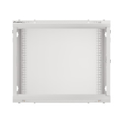 19" RACKOVÁ SKŘÍŇ PRO MONTÁŽ NA STĚNU 9U/600X450 (FLAT PACK) S PROSKLENÝMI DVEŘMI ŠEDÁ  V2