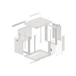 19" RACKOVÁ SKŘÍŇ PRO MONTÁŽ NA STĚNU 9U/600X450 (FLAT PACK) S PROSKLENÝMI DVEŘMI ŠEDÁ  V2