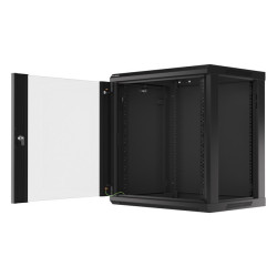 19" RACKOVÁ SKŘÍŇ PRO MONTÁŽ NA STĚNU 12U/600X450 (FLAT PACK) ČERNÁ  V2