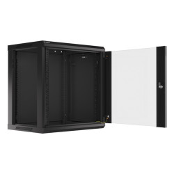 19" RACKOVÁ SKŘÍŇ PRO MONTÁŽ NA STĚNU 12U/600X450 (FLAT PACK) ČERNÁ  V2