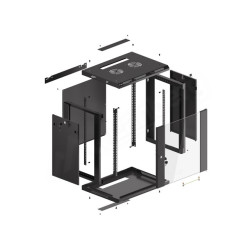 19" RACKOVÁ SKŘÍŇ PRO MONTÁŽ NA STĚNU 12U/600X450 (FLAT PACK) ČERNÁ  V2