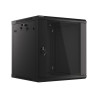 19" RACKOVÁ SKŘÍŇ PRO MONTÁŽ NA STĚNU 12U/600X600 (FLAT PACK) S PROSKLENÝMI DVEŘMI ČERNÁ  V2