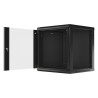 19" RACKOVÁ SKŘÍŇ PRO MONTÁŽ NA STĚNU 12U/600X600 (FLAT PACK) S PROSKLENÝMI DVEŘMI ČERNÁ  V2