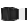 19" RACKOVÁ SKŘÍŇ PRO MONTÁŽ NA STĚNU 12U/600X600 (FLAT PACK) S PROSKLENÝMI DVEŘMI ČERNÁ  V2