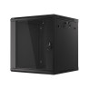 19" RACKOVÁ SKŘÍŇ PRO MONTÁŽ NA STĚNU 12U/600X600 (FLAT PACK) S PROSKLENÝMI DVEŘMI ČERNÁ  V2
